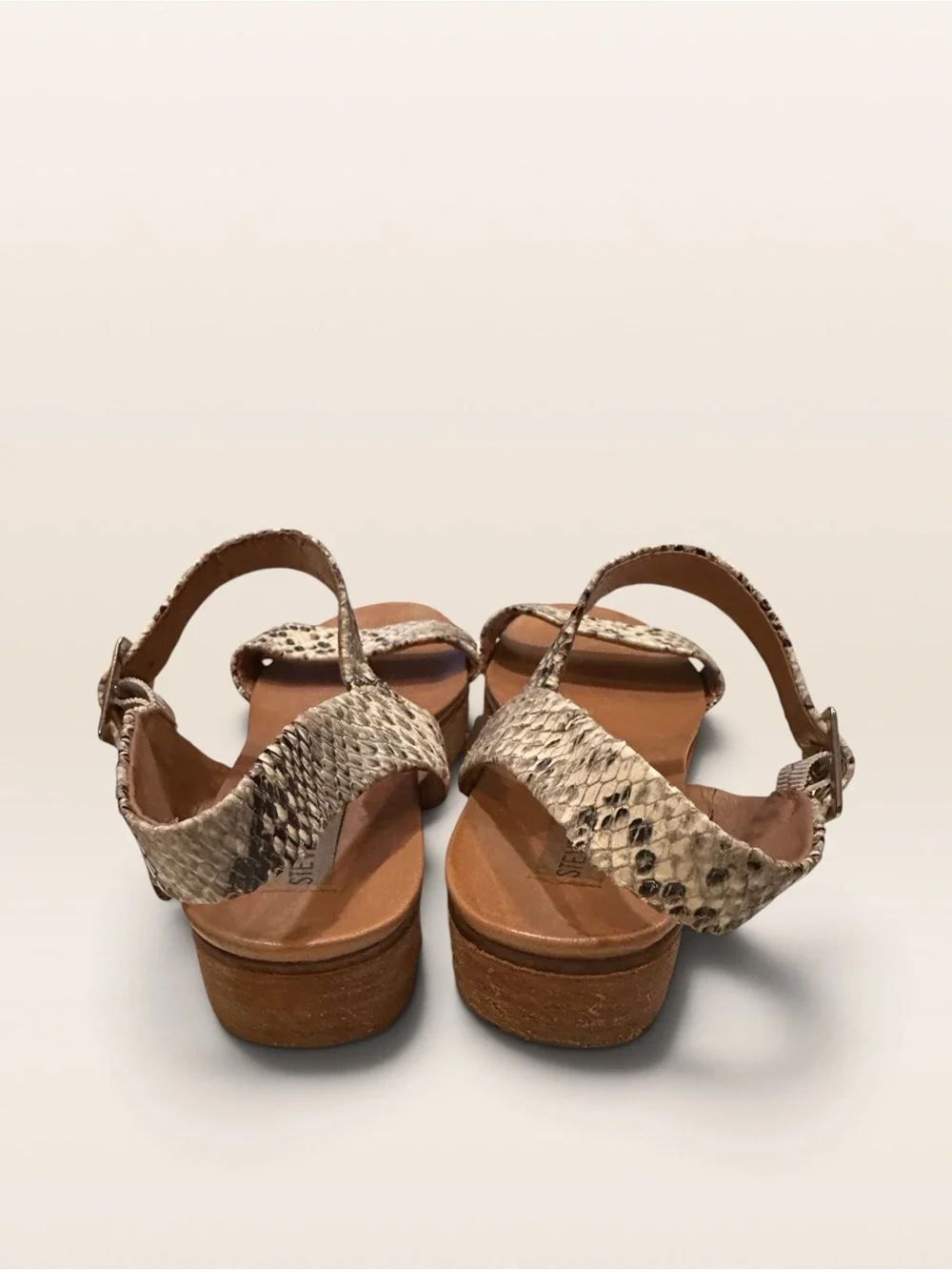 Steve Madden Aida Snake Print Leather Flatform Sandals Size 9M